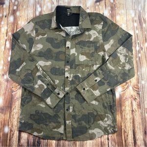 Volcom Men's Dragstone Modern Fit Woven Button Up Camo Long sleeve Shirt XL